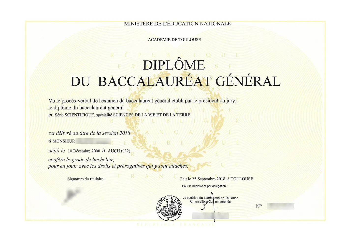 Diplôme — Document original
